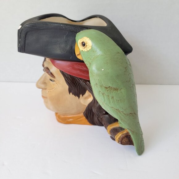 Vtg 1974 Byron Molds Pirate w/ Green Parrot Handle 70s Mug Stein - Picture 3 of 11